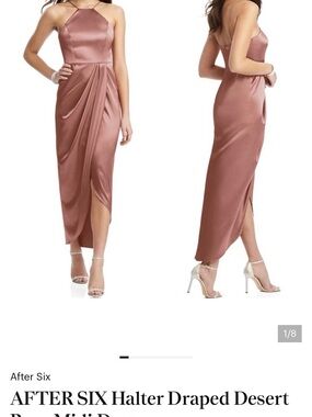 AFTER SIX Halter Draped Desert Rose Midi Dress